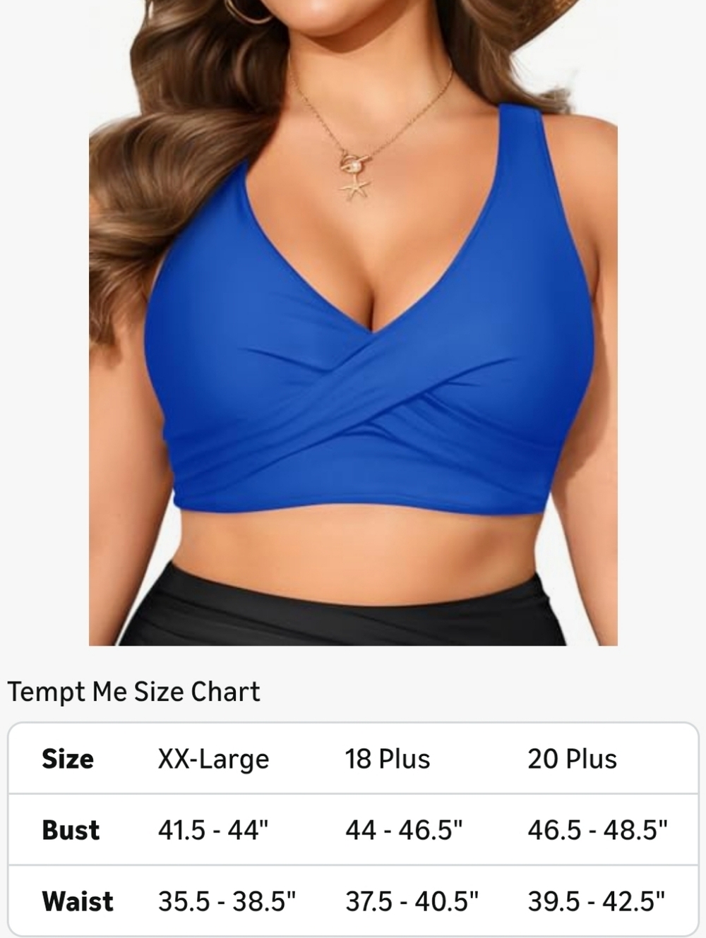 Tempt Me Twist Front Royal Blue Bikini Swim Top 18W - Picture 7 of 7
